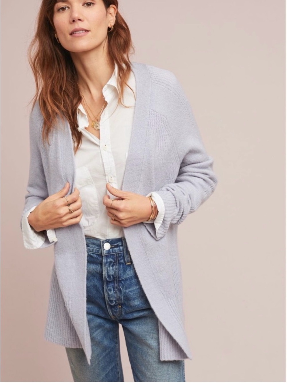NWT Moth from Anthropologie Cardigan Sweater Blue Gray Color Women’s Size L